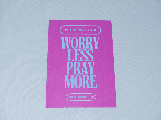 Worry less pray more postcard 